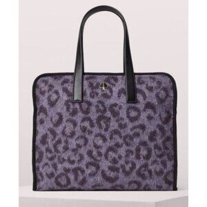 NWT Kate Spade Morley Leopard Tote Purse Bag Furry Fleece Purple Multi NEW